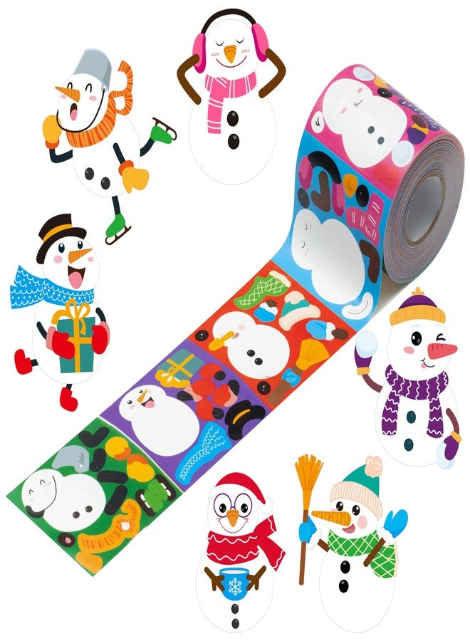 ANGOLIO 300Pcs Snowman Make a Face Stickers Scene Roll in 6 Designs Style with DIY Snowman, Suitable for Classroom School Party Decoration Accessories Back to School Day or Winter Party Gift Supplies - Image 1